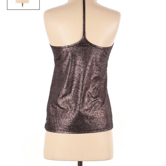 Fabletics, metallic bronze and black T back, active halter tank top. Size L - Picture 10 of 10
